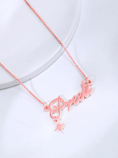 Rose Gold Personalised Name Star Charm Necklace
