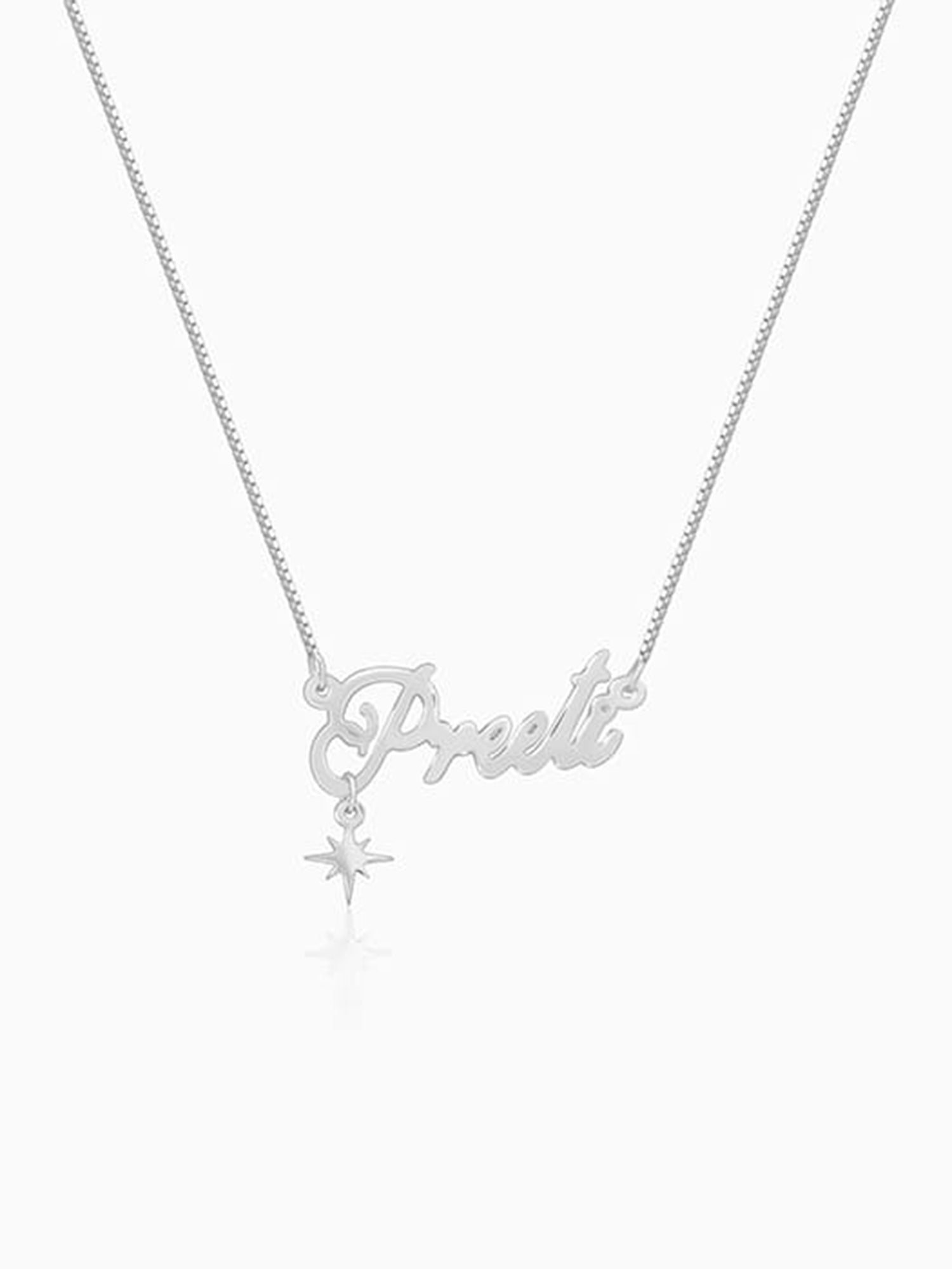 Silver Personalised Name Star Charm Necklace