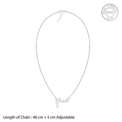 Silver Personalised Name Star Charm Necklace