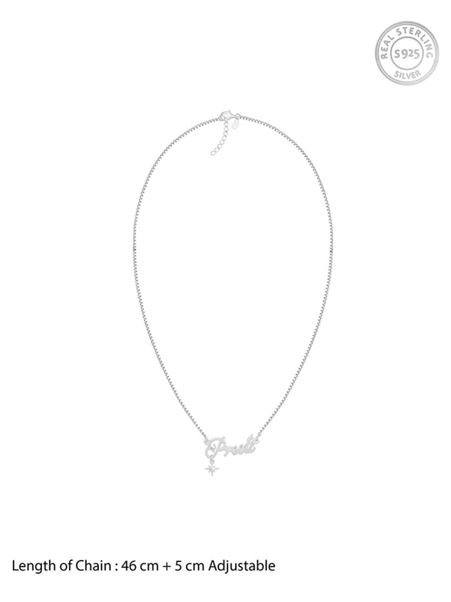 Silver Personalised Name Star Charm Necklace