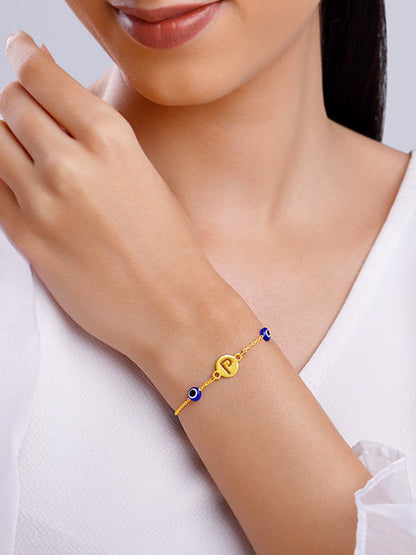 Golden Personalised Evil Eye Initial Bracelet