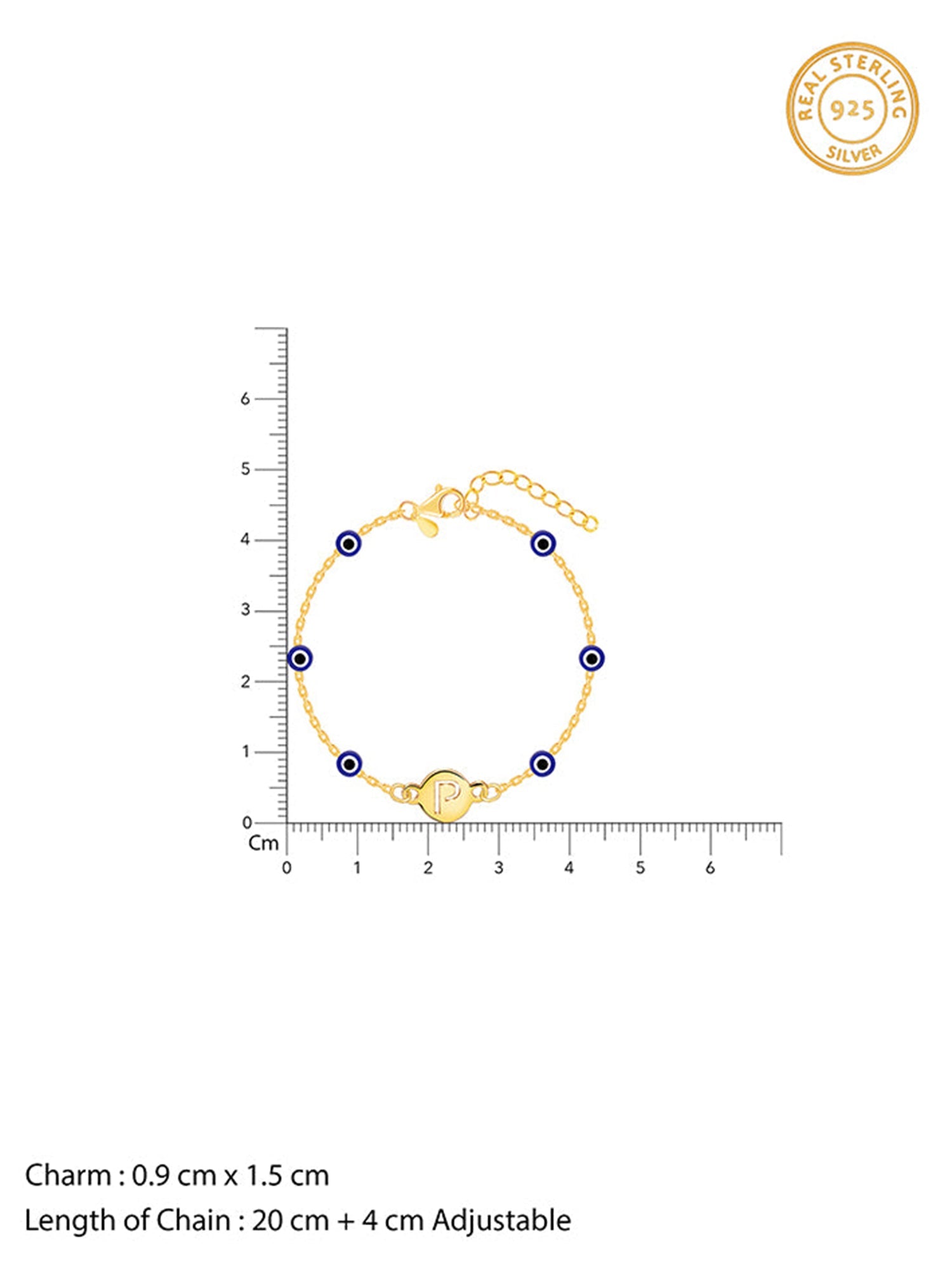 Golden Personalised Evil Eye Initial Bracelet