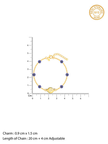 Golden Personalised Evil Eye Initial Bracelet