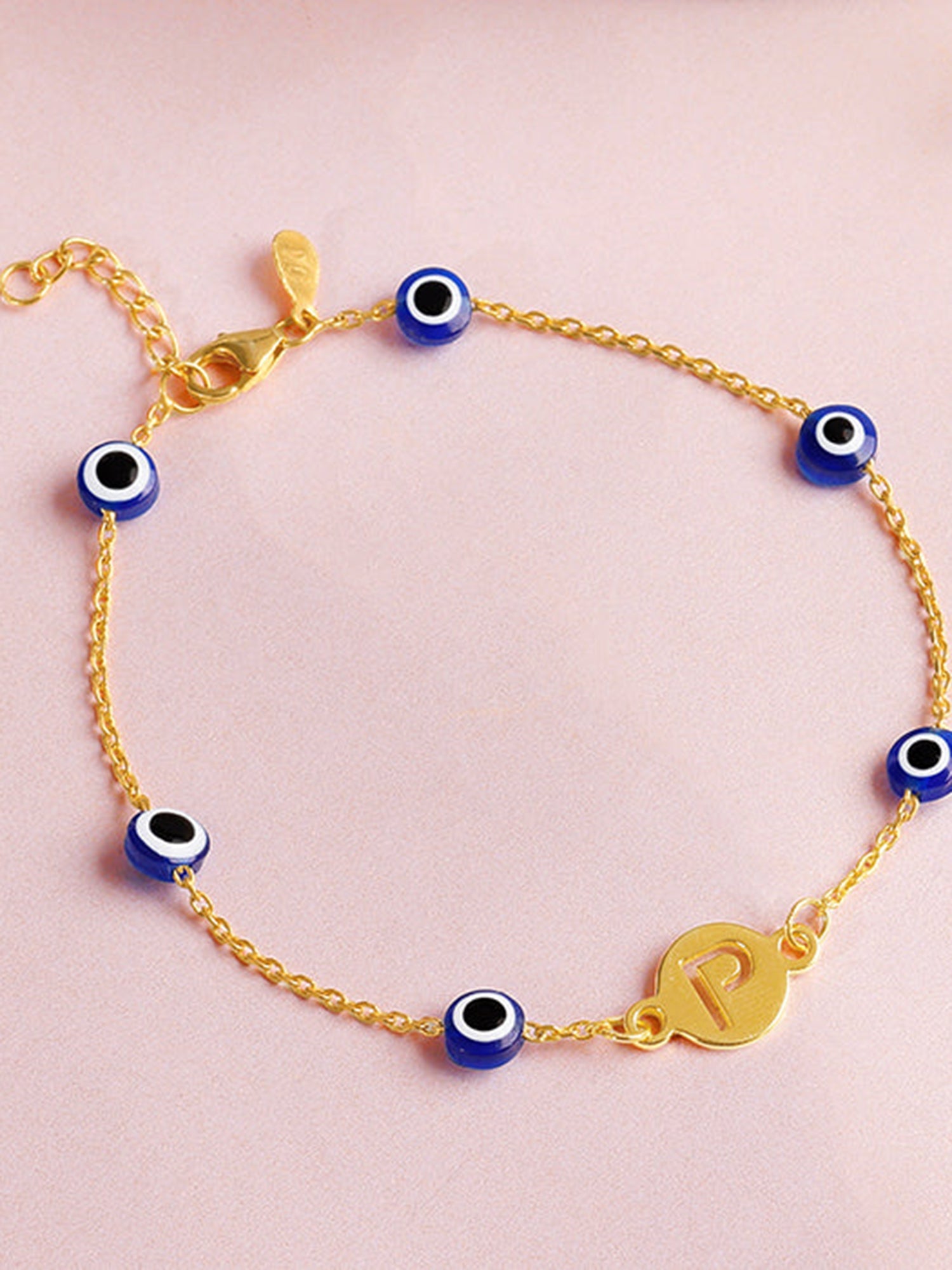 Golden Personalised Evil Eye Initial Bracelet