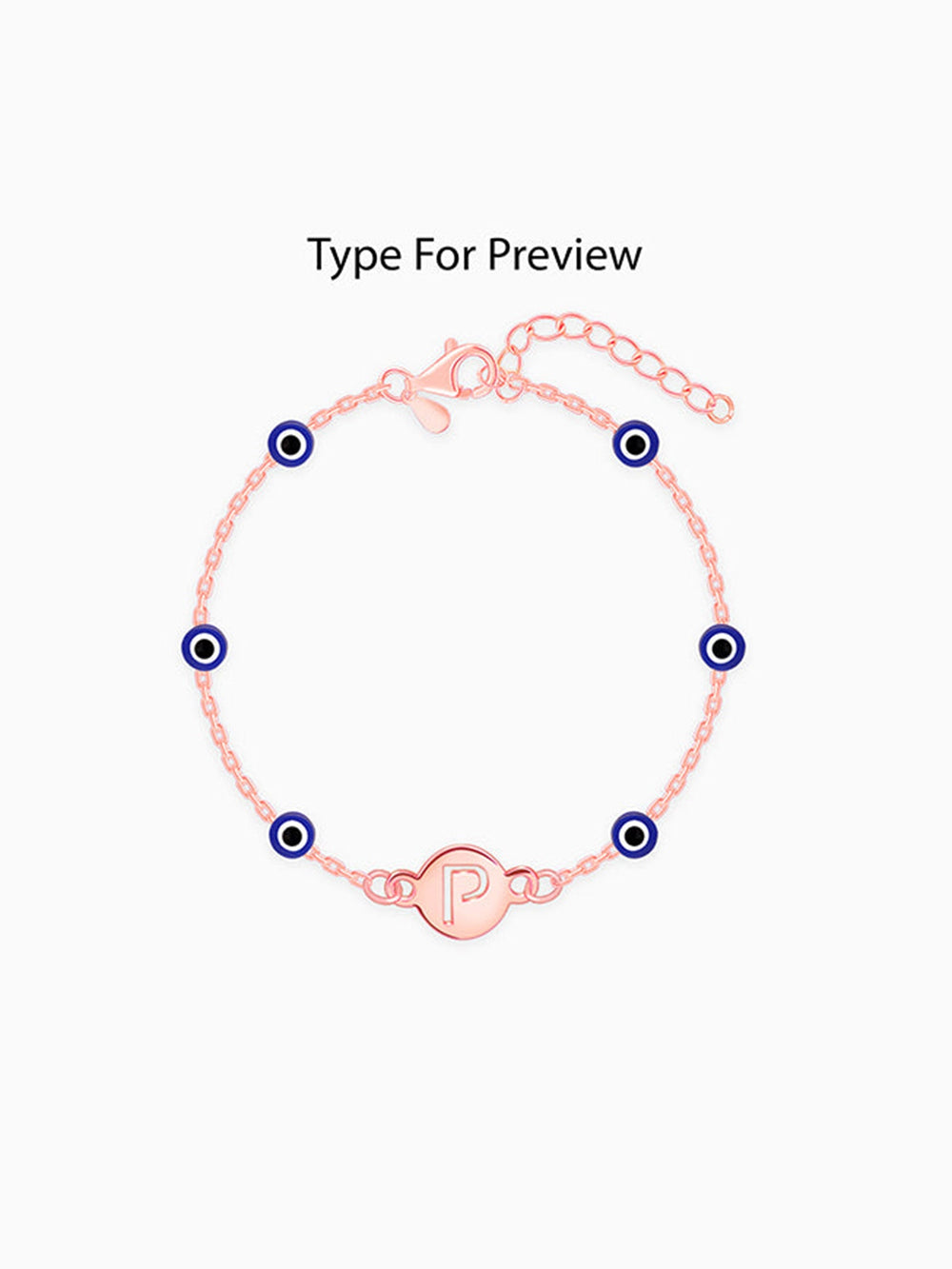 Rose Gold Personalised Evil Eye Initial Bracelet