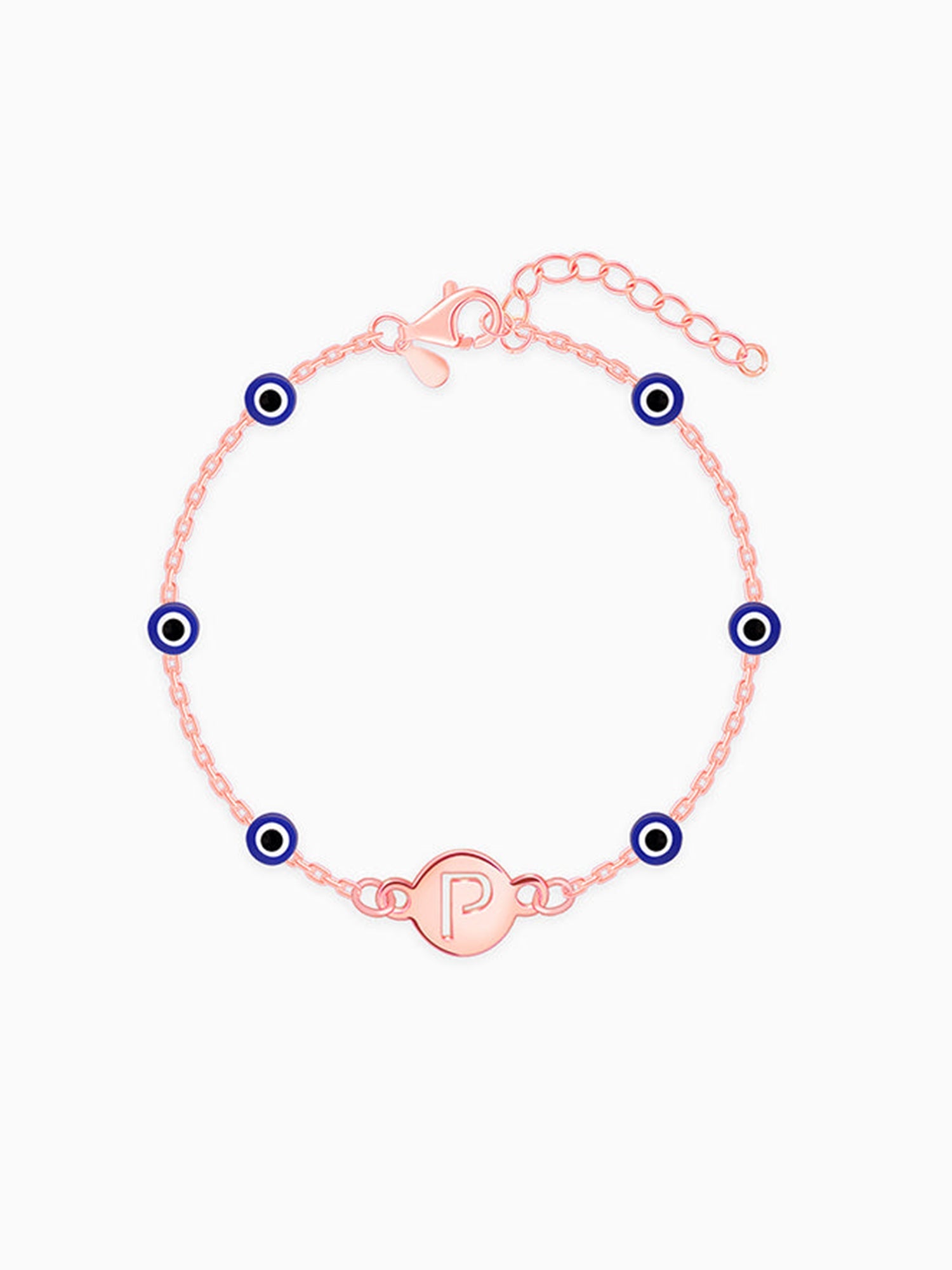 Rose Gold Personalised Evil Eye Initial Bracelet