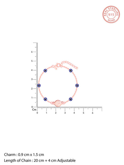 Rose Gold Personalised Evil Eye Initial Bracelet