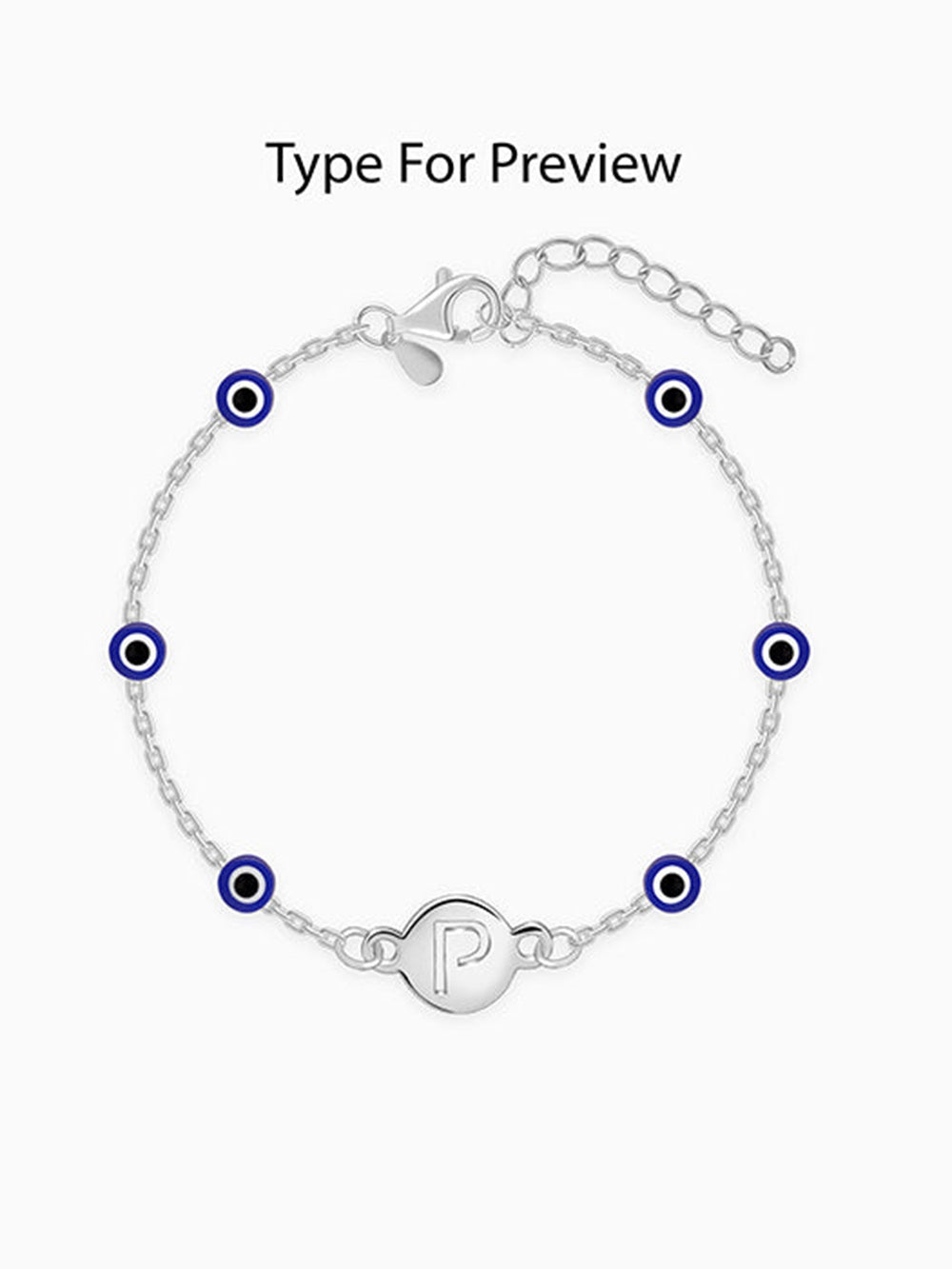 Silver Personalised Evil Eye Initial Bracelet