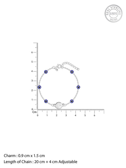 Silver Personalised Evil Eye Initial Bracelet