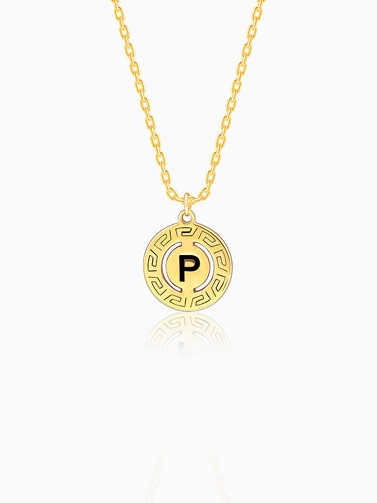 Golden Personalised Initial Grace Pendant with Link Chain