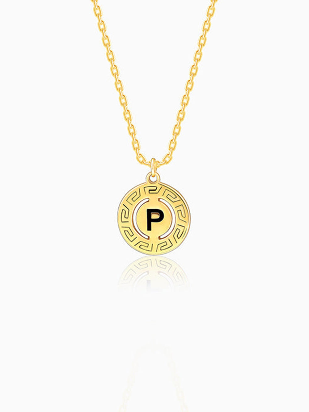 Golden Personalised Initial Grace Pendant with Link Chain