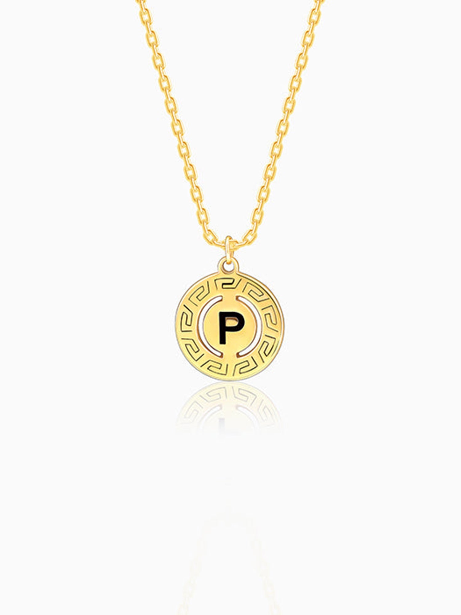 Golden Personalised Initial Grace Pendant with Link Chain