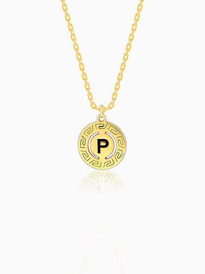 Golden Personalised Initial Grace Pendant with Link Chain