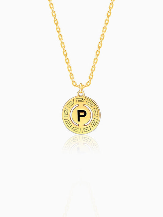 Golden Personalised Initial Grace Pendant with Link Chain