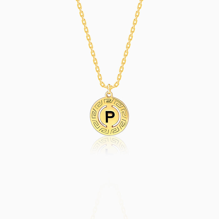 Golden Personalised Initial Grace Pendant with Link Chain