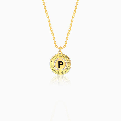 Golden Personalised Initial Grace Pendant with Link Chain
