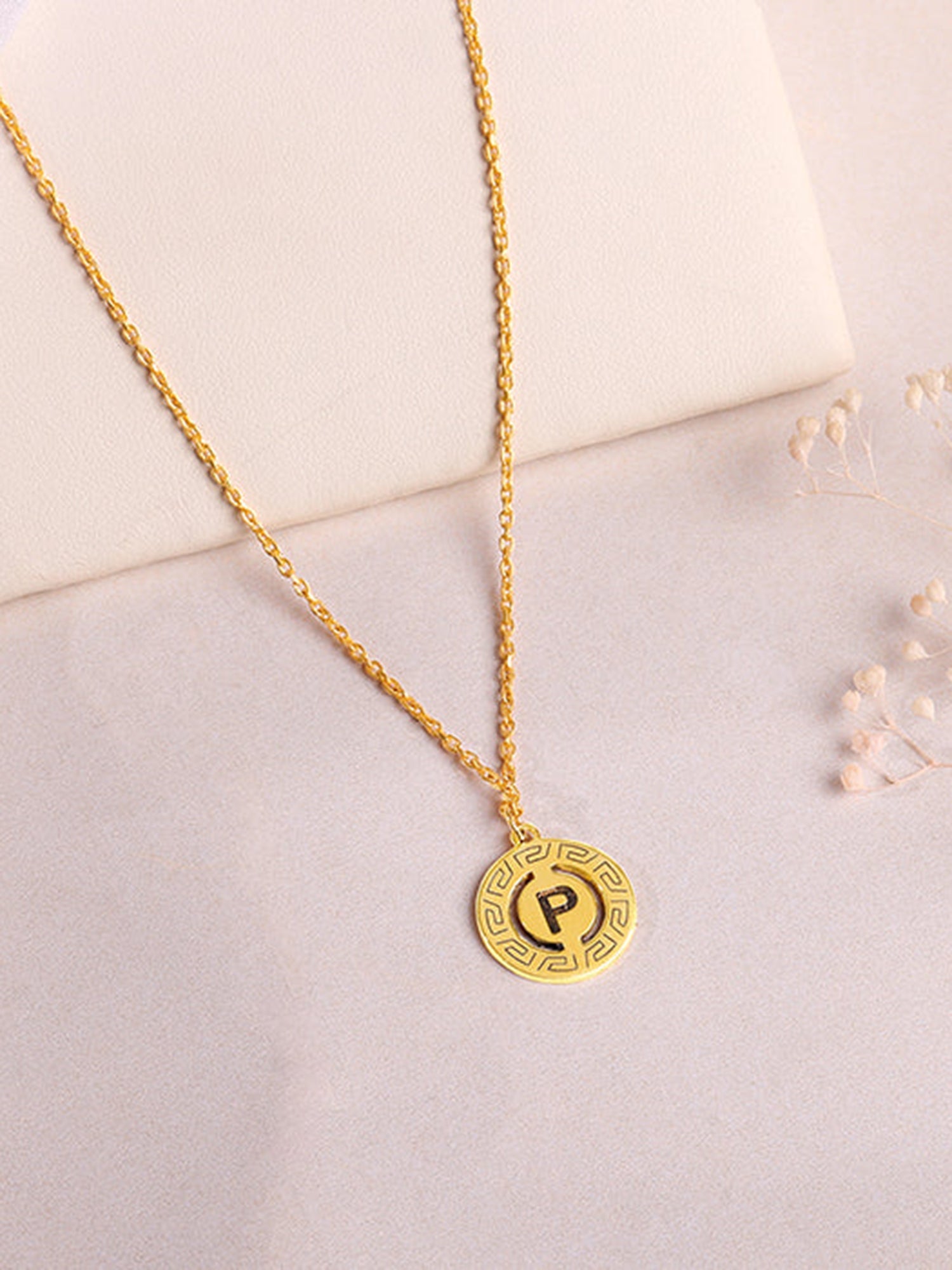 Golden Personalised Initial Grace Pendant with Link Chain