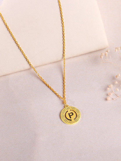 Golden Personalised Initial Grace Pendant with Link Chain