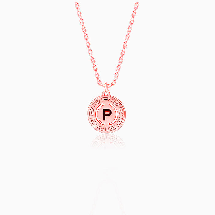 Rose Gold Personalised Initial Grace Pendant with Link Chain
