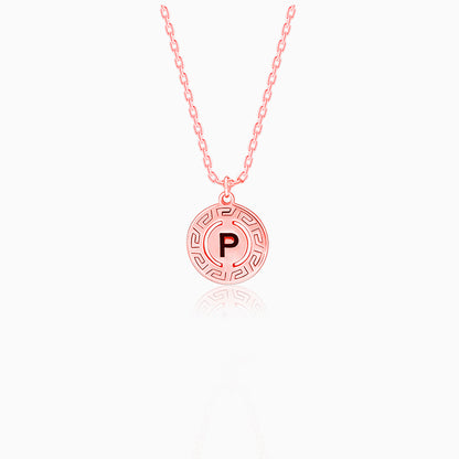 Rose Gold Personalised Initial Grace Pendant with Link Chain