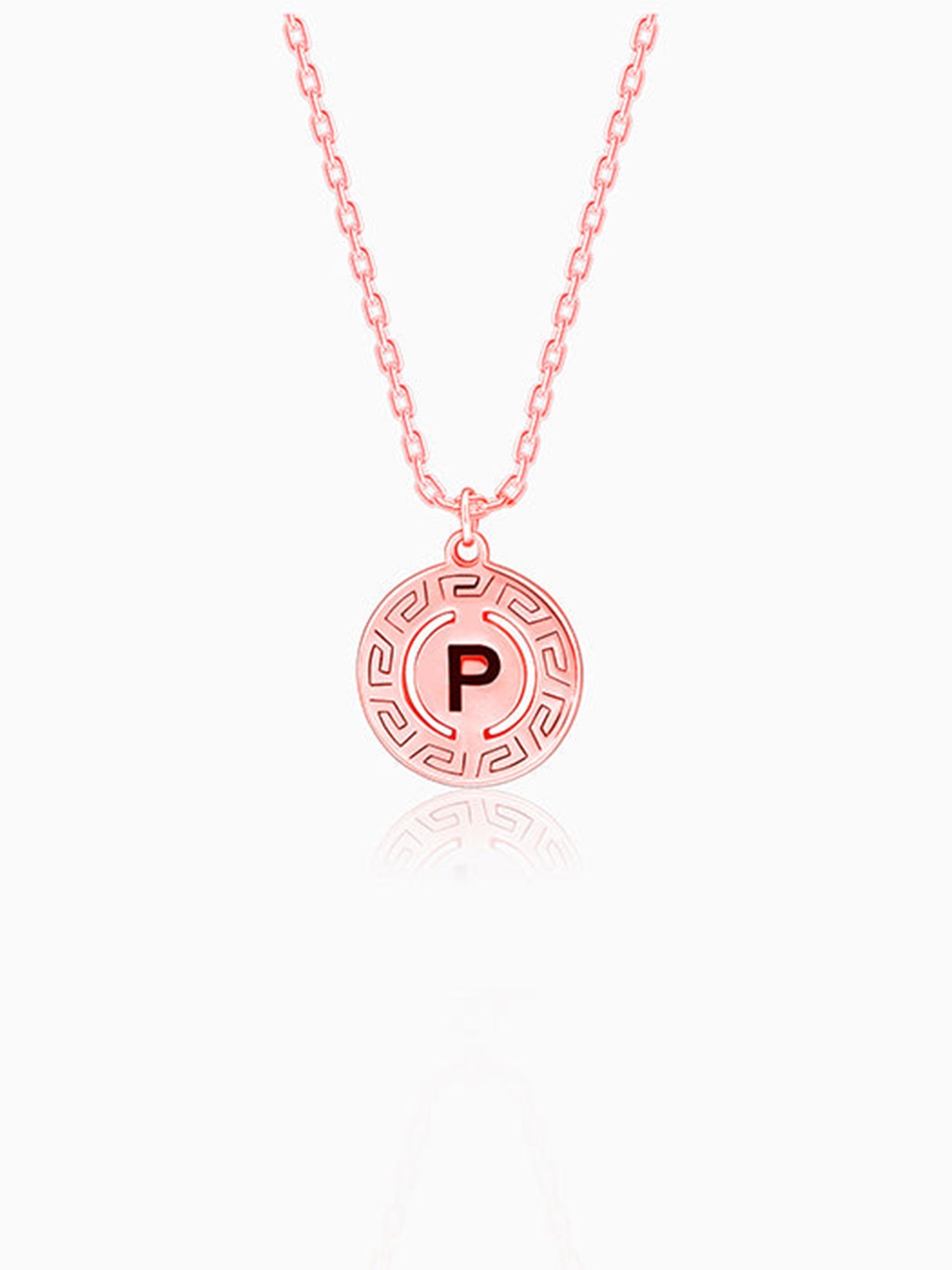 Rose Gold Personalised Initial Grace Pendant with Link Chain