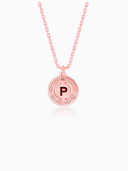 Rose Gold Personalised Initial Grace Pendant with Link Chain