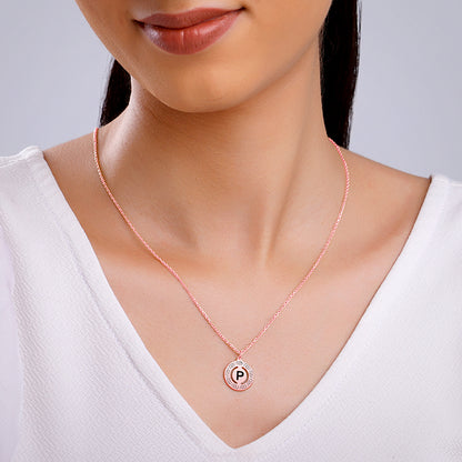 Rose Gold Personalised Initial Grace Pendant with Link Chain
