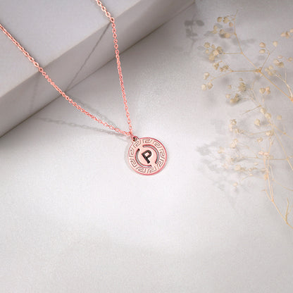 Rose Gold Personalised Initial Grace Pendant with Link Chain
