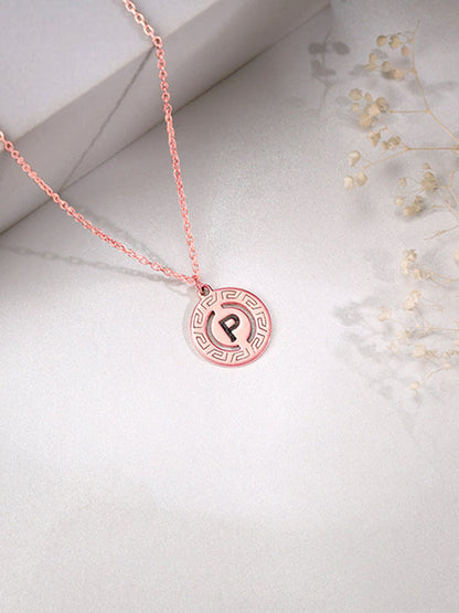 Rose Gold Personalised Initial Grace Pendant with Link Chain