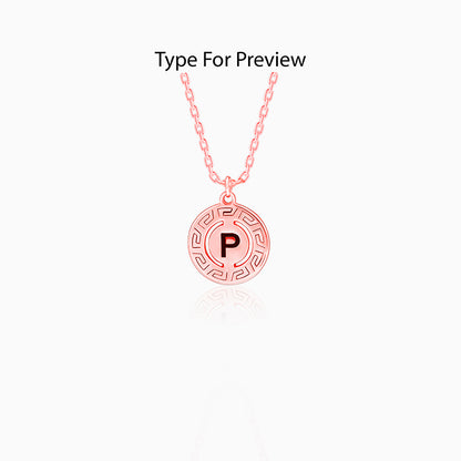 Rose Gold Personalised Initial Grace Pendant with Link Chain