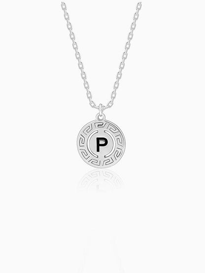Silver Personalised Initial Grace Pendant with Link Chain