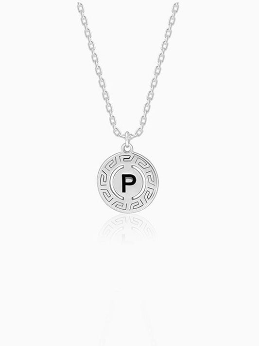 Silver Personalised Initial Grace Pendant with Link Chain