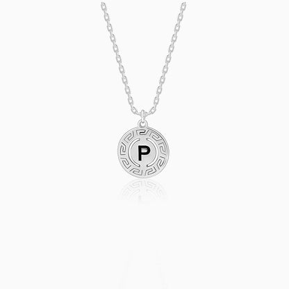 Silver Personalised Initial Grace Pendant with Link Chain