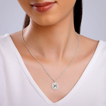 Silver Personalised Initial Grace Pendant with Link Chain