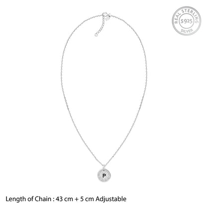 Silver Personalised Initial Grace Pendant with Link Chain