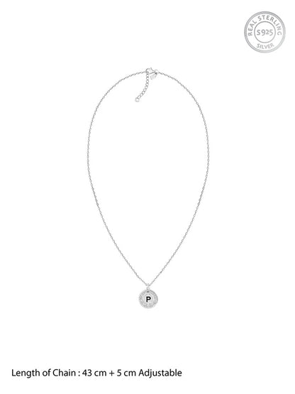 Silver Personalised Initial Grace Pendant with Link Chain