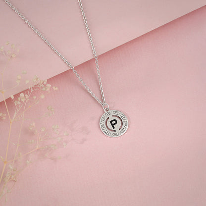 Silver Personalised Initial Grace Pendant with Link Chain