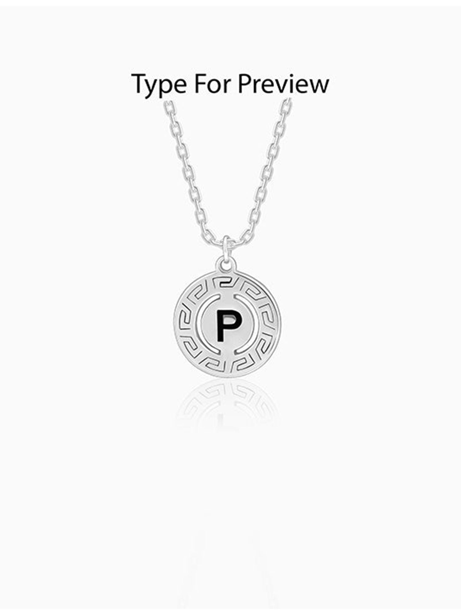 Silver Personalised Initial Grace Pendant with Link Chain