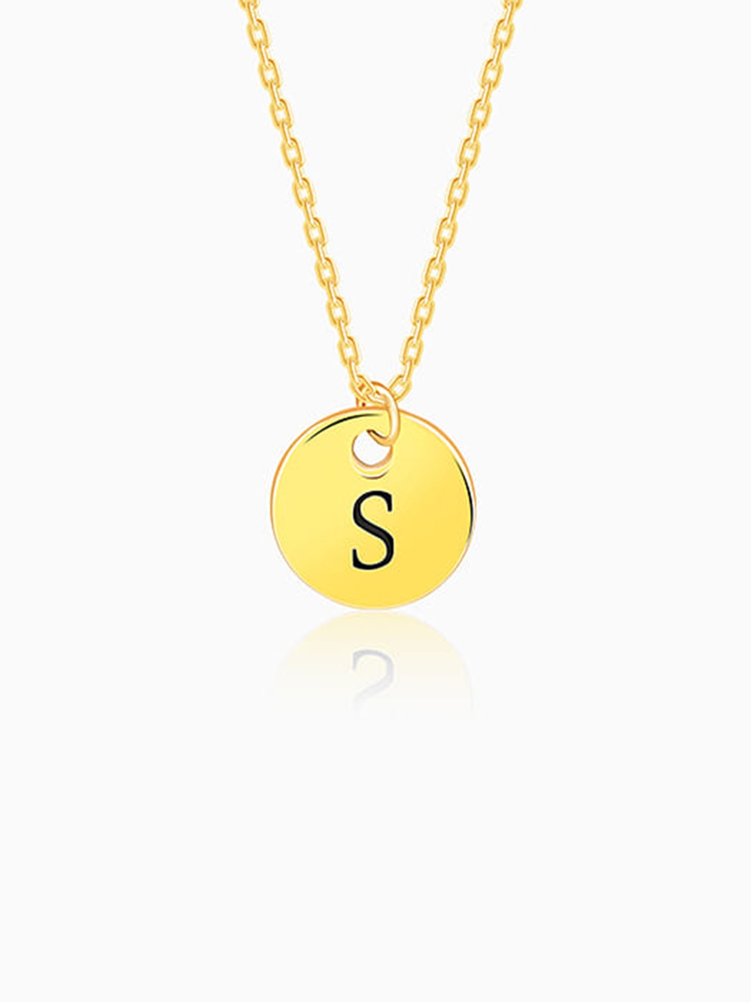 Golden Personalised Classic Initial Pendant with Link Chain