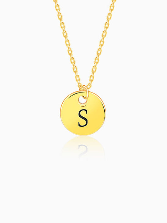 Golden Personalised Classic Initial Pendant with Link Chain