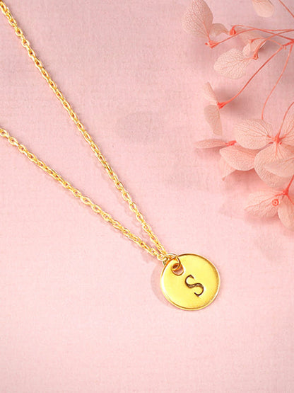 Golden Personalised Classic Initial Pendant with Link Chain