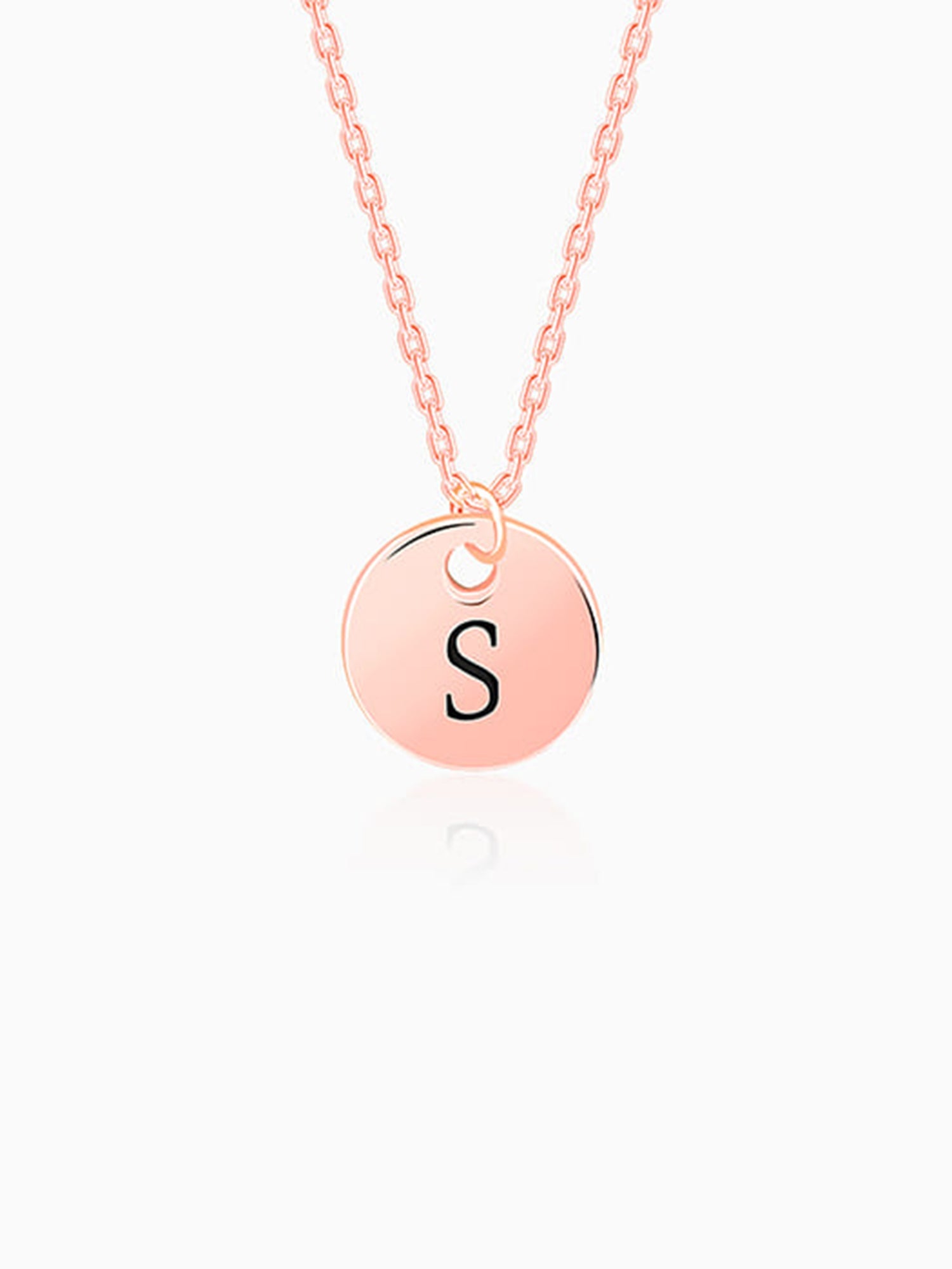 Rose Gold Personalised Classic Initial Pendant with Link Chain