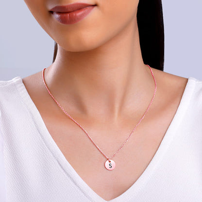 Rose Gold Personalised Classic Initial Pendant with Link Chain