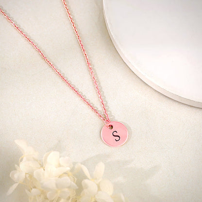 Rose Gold Personalised Classic Initial Pendant with Link Chain