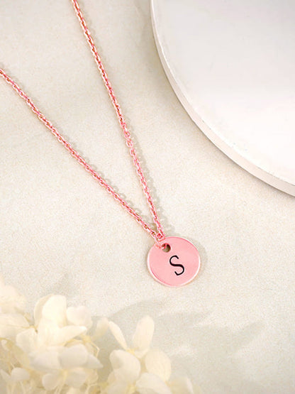 Rose Gold Personalised Classic Initial Pendant with Link Chain