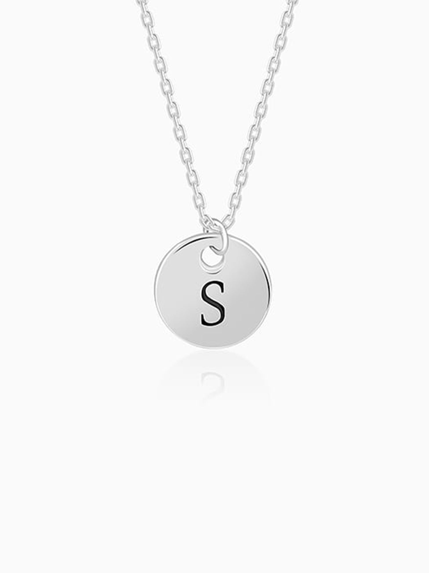 Silver Personalised Classic Initial Pendant with Link Chain