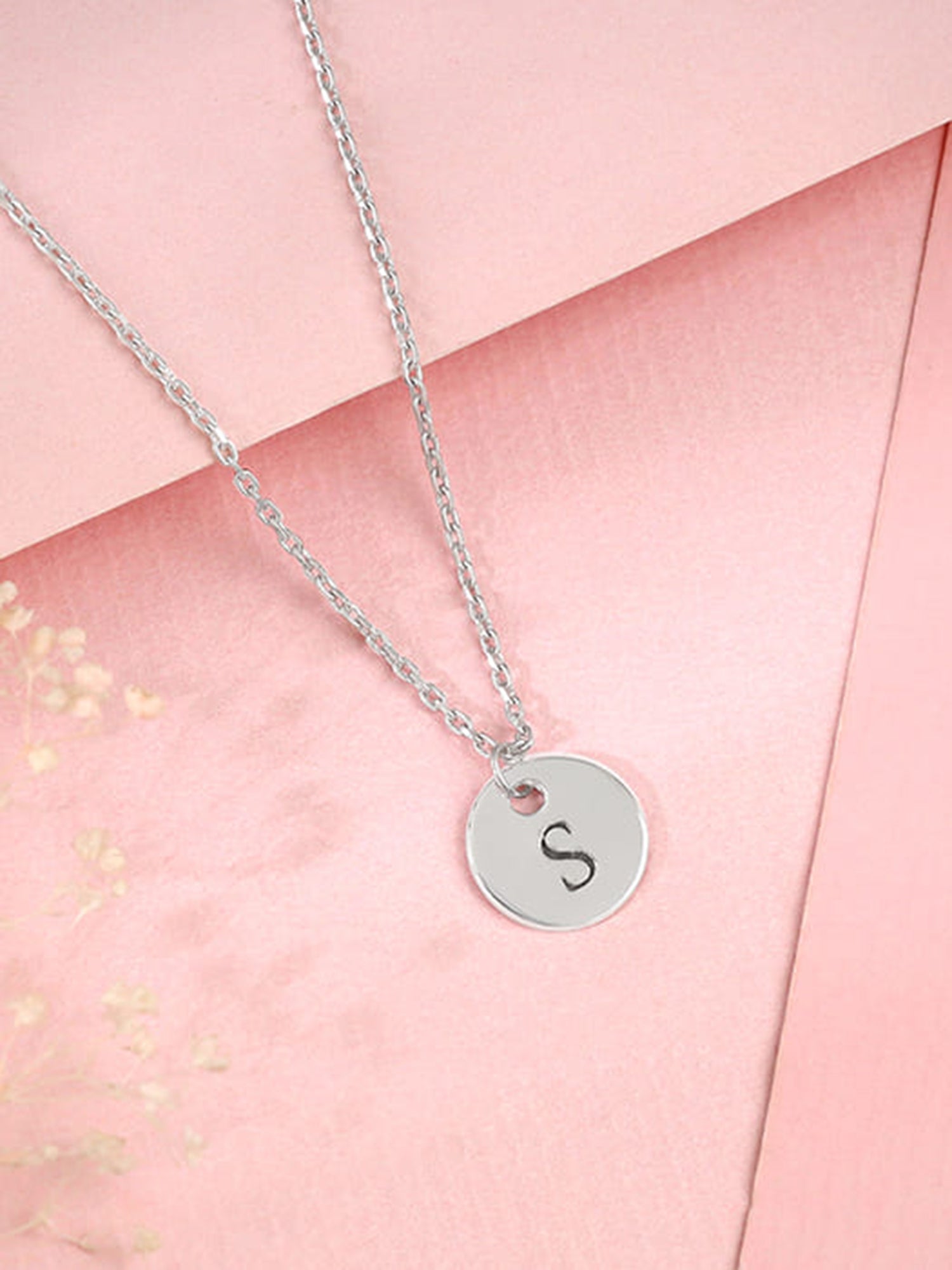 Silver Personalised Classic Initial Pendant with Link Chain