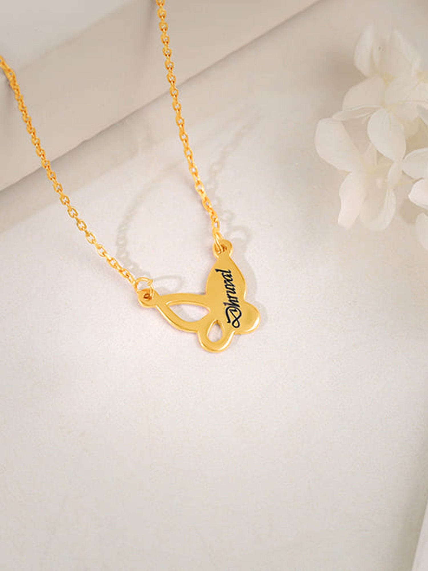 Golden Personalised Butterfly Necklace