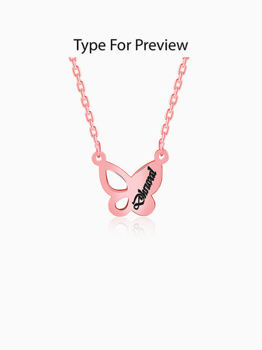 Rose Gold Personalised Butterfly Necklace