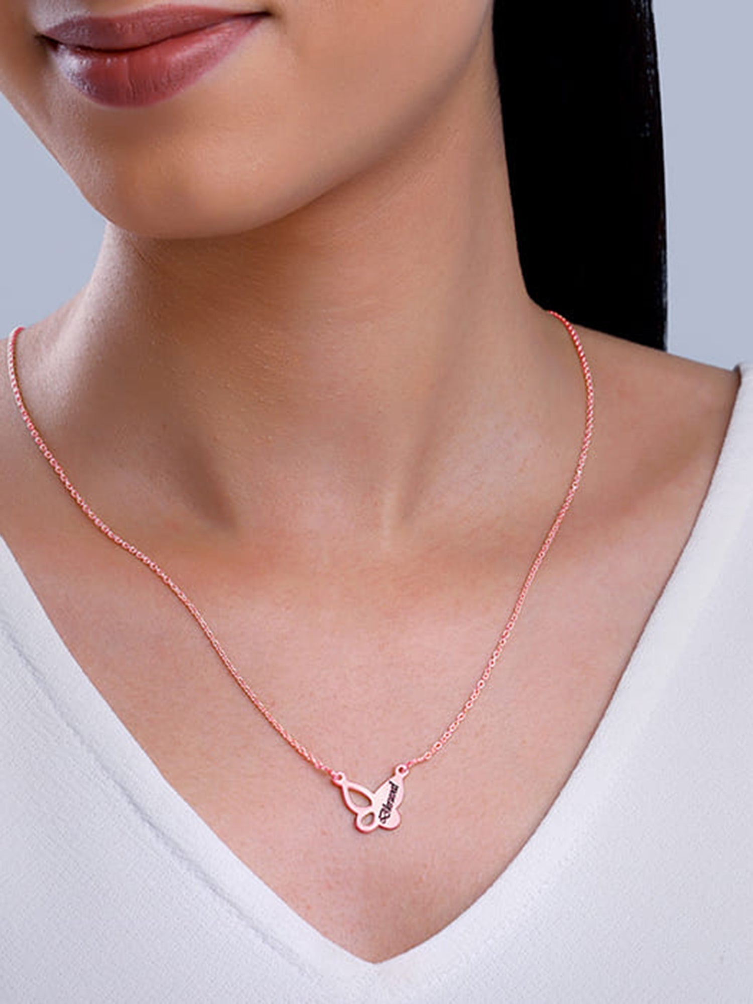 Rose Gold Personalised Butterfly Necklace